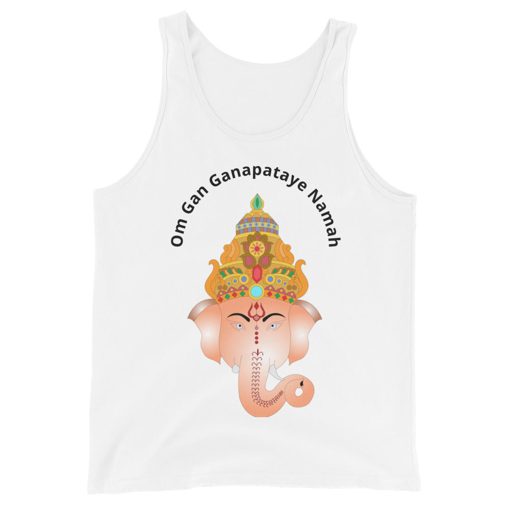 white Ganesha Mantra Unisex Tank Top