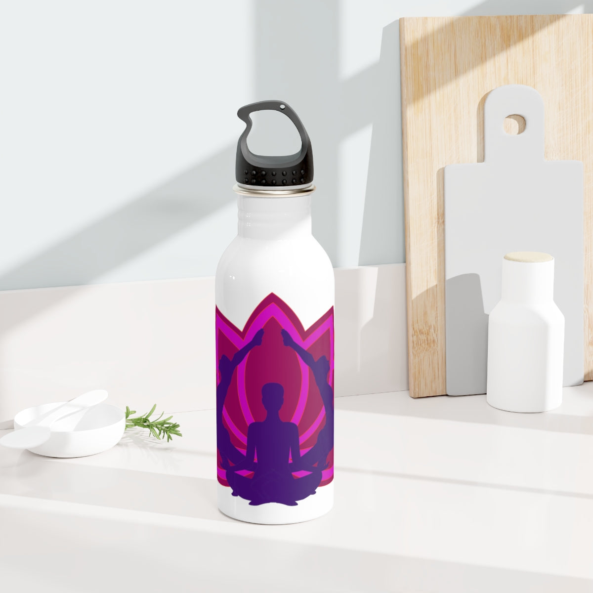 Yoga Asanas Stainless Steel Water Bottle
