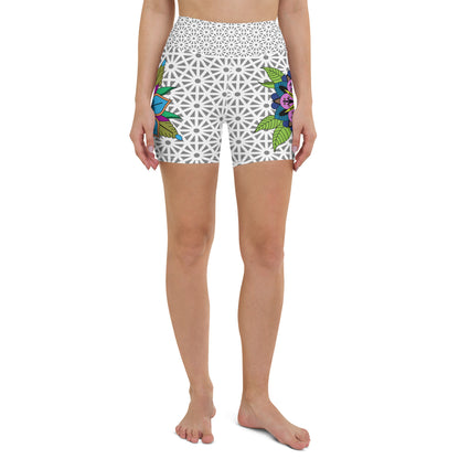 Traditional Lotus Flower Yoga Shorts