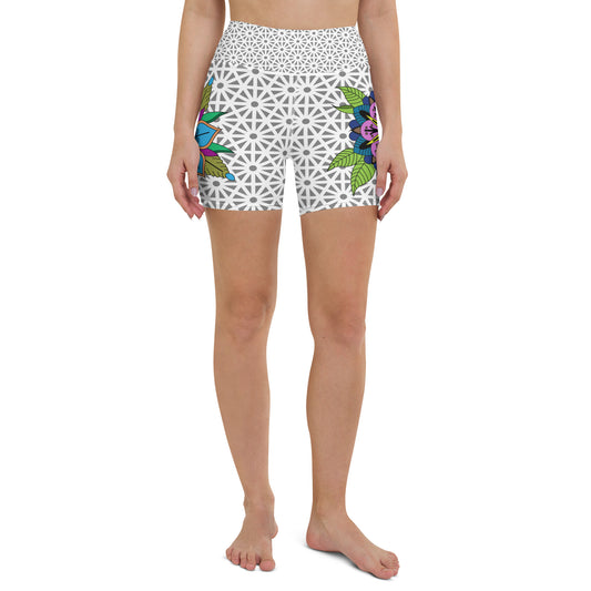 Traditional Lotus Flower Yoga Shorts