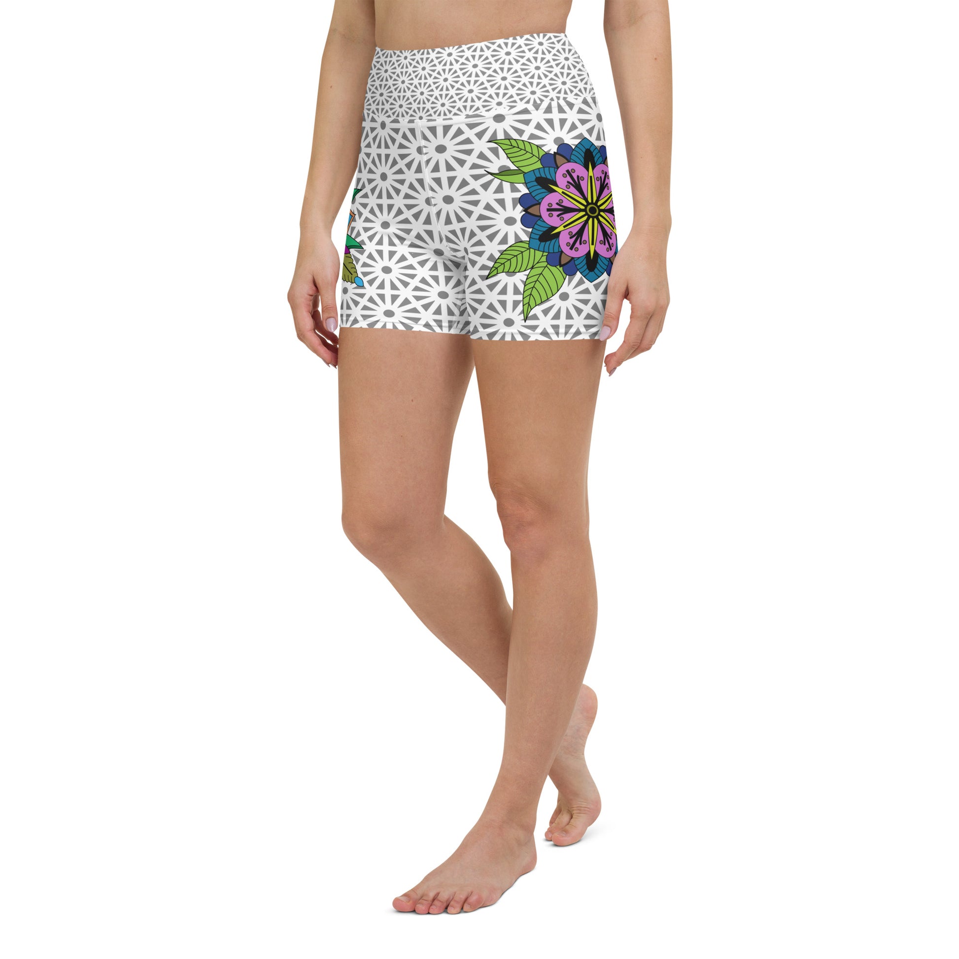 Traditional Lotus Flower Yoga Shorts