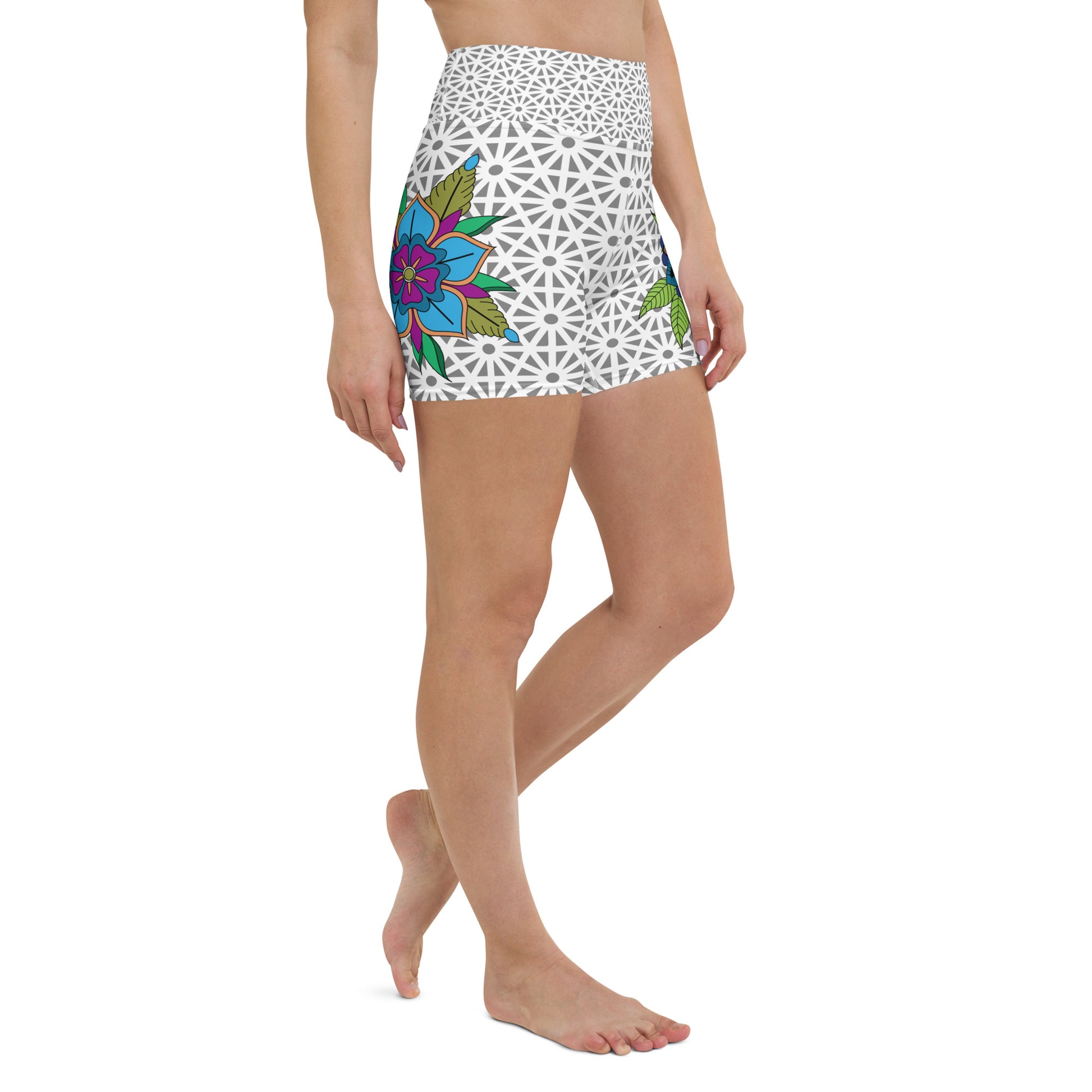 Traditional Lotus Flower Yoga Shorts