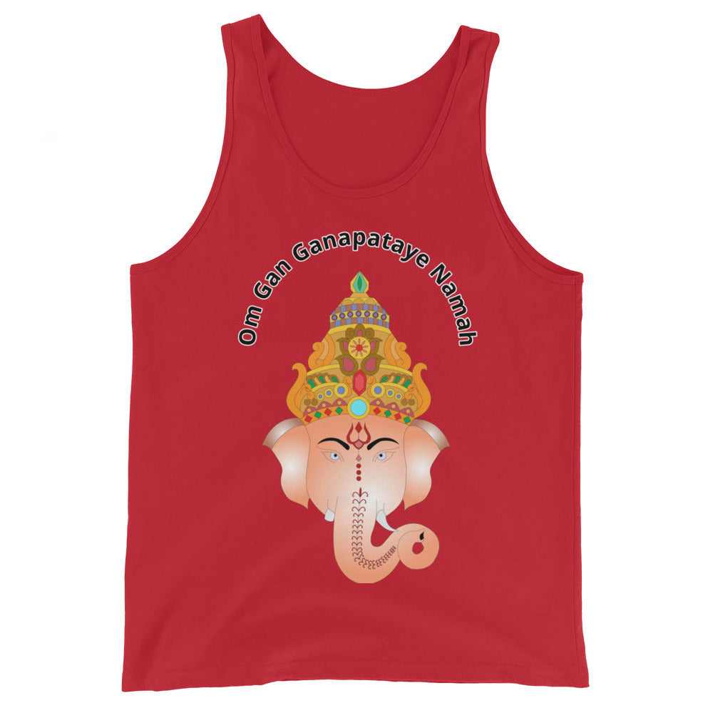 Red Ganesha Mantra Unisex Tank Top